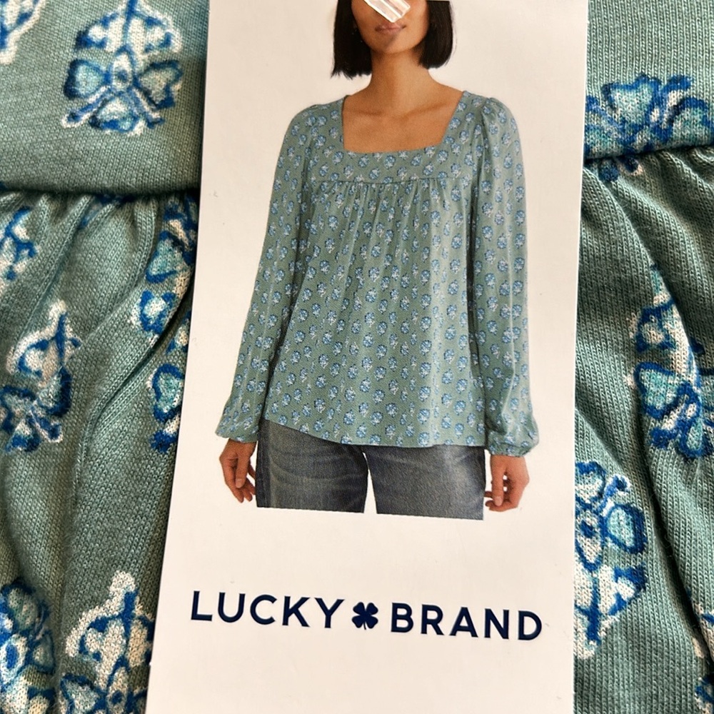 NWT Lucky Brand Cotton blend Blouse Long Sleeves Size M, L
